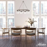 Hunter Devon Park 9-Light Brushed Nickel Wagonwheel Chandelier with Clear Glass Shades Kitchen Light