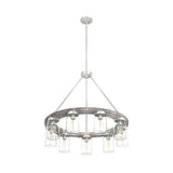 Hunter Devon Park 9-Light Brushed Nickel Wagonwheel Chandelier with Clear Glass Shades Kitchen Light
