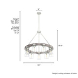 Hunter Devon Park 9-Light Brushed Nickel Wagonwheel Chandelier with Clear Glass Shades Kitchen Light