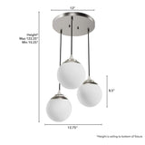 Hunter Hepburn 3-Light Brushed Nickel Shaded Chandelier with Cased White Glass Shades