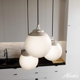 Hunter Hepburn 3-Light Brushed Nickel Shaded Chandelier with Cased White Glass Shades