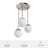 Hunter Hepburn 3-Light Brushed Nickel Shaded Chandelier with Cased White Glass Shades