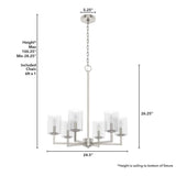 Hunter Kerrison 6-Light Brushed Nickel Island Chandelier with Clear Seeded Glass Shades