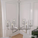 Hunter Kerrison 6-Light Brushed Nickel Island Chandelier with Clear Seeded Glass Shades