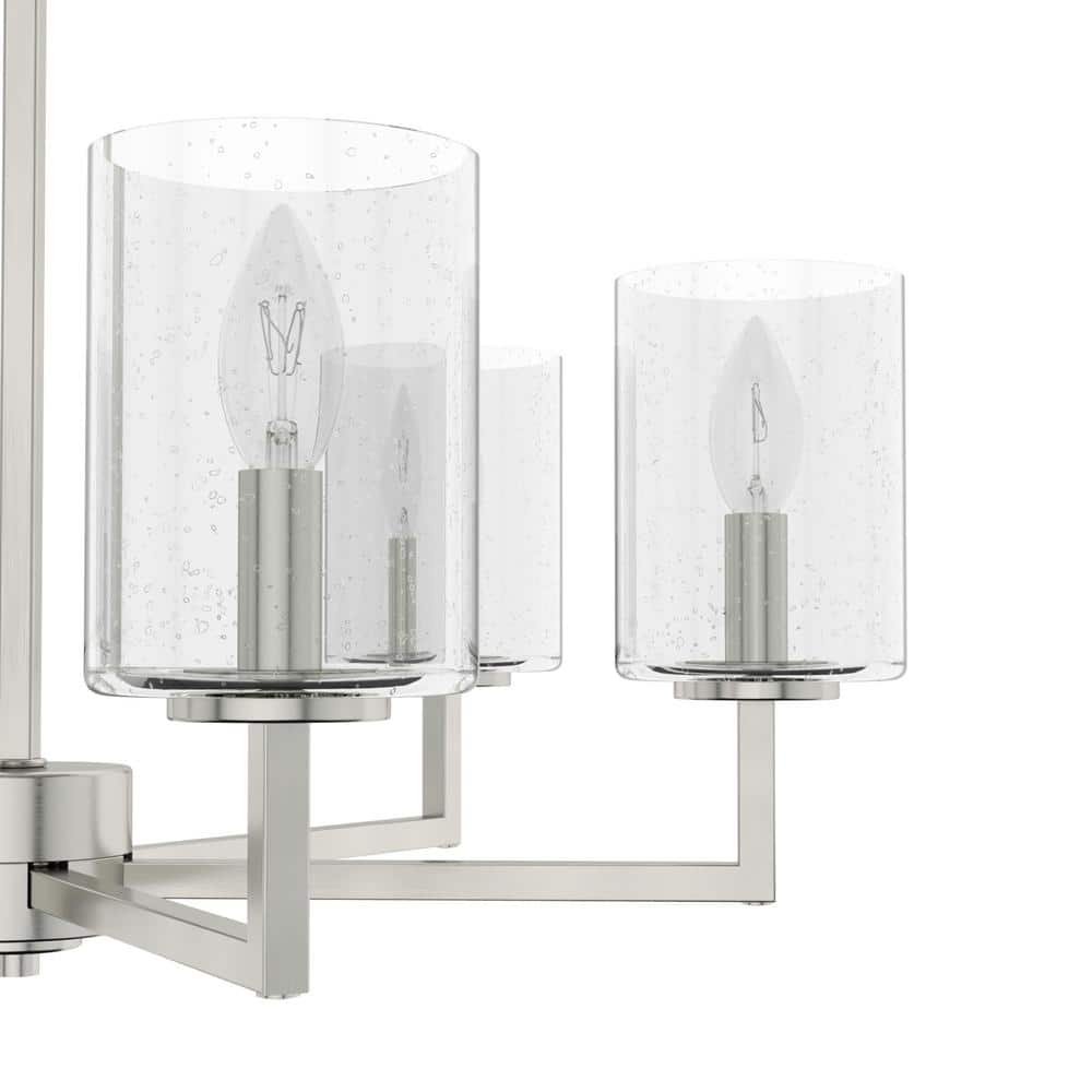 Hunter Kerrison 6-Light Brushed Nickel Island Chandelier with Clear Seeded Glass Shades