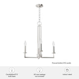 Hunter Bearden 4-Light Brushed Nickel Candle Chandelier for Dining Room with No Bulbs Included