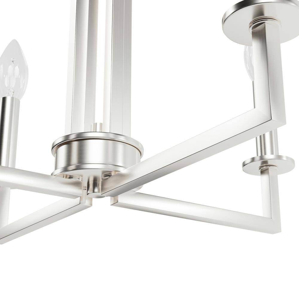 Hunter Bearden 4-Light Brushed Nickel Candle Chandelier for Dining Room with No Bulbs Included