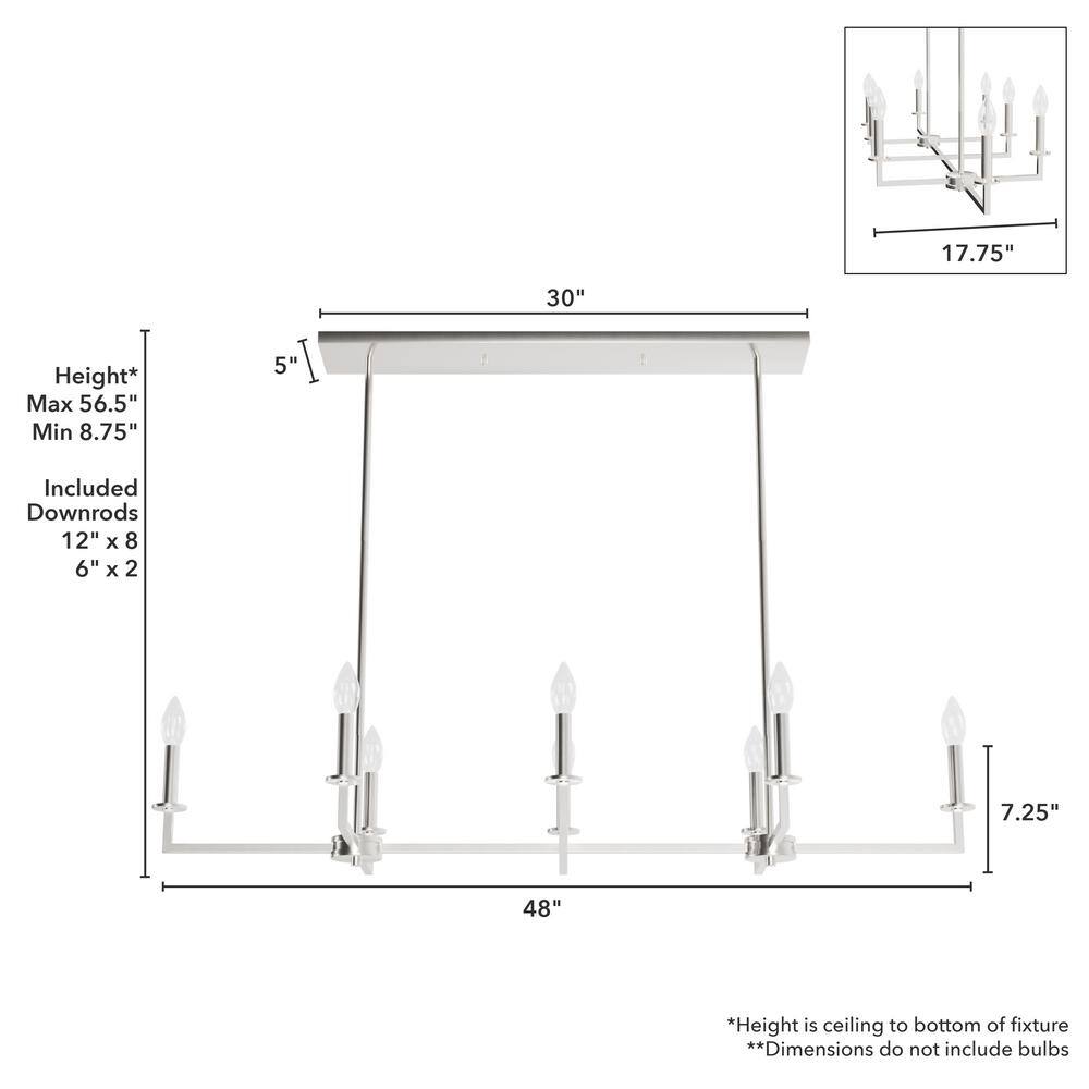Hunter Bearden 8-Light Brushed Nickel Candlestick Chandelier