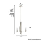 Hunter Gatz 3-Light Brushed Nickel Candlestick Chandelier with Ribbed Glass Shades