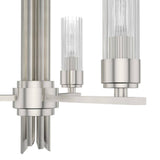 Hunter Gatz 3-Light Brushed Nickel Candlestick Chandelier with Ribbed Glass Shades