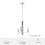 Hunter Gatz 3-Light Brushed Nickel Candlestick Chandelier with Ribbed Glass Shades
