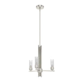 Hunter Gatz 3-Light Brushed Nickel Candlestick Chandelier with Ribbed Glass Shades