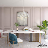 Hunter Gatz 9-Light Brushed Nickel Candlestick Chandelier with Ribbed Glass Shades