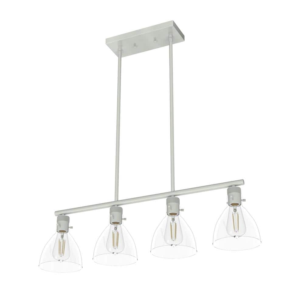 Hunter Van Nuys 4-Light Brushed Nickel Island Linear Chandelier for Kitchen Island with No Bulbs Included