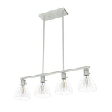 Hunter Van Nuys 4-Light Brushed Nickel Island Linear Chandelier for Kitchen Island with No Bulbs Included