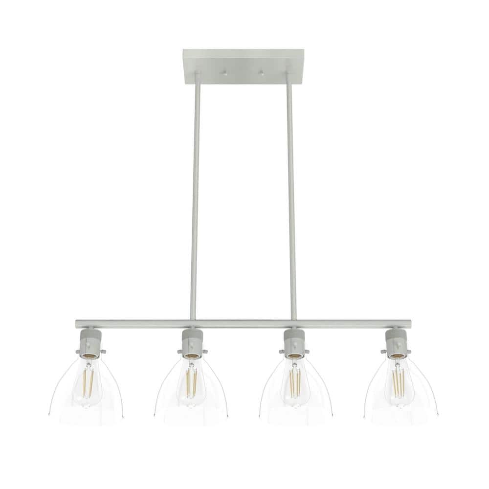 Hunter Van Nuys 4-Light Brushed Nickel Island Linear Chandelier for Kitchen Island with No Bulbs Included