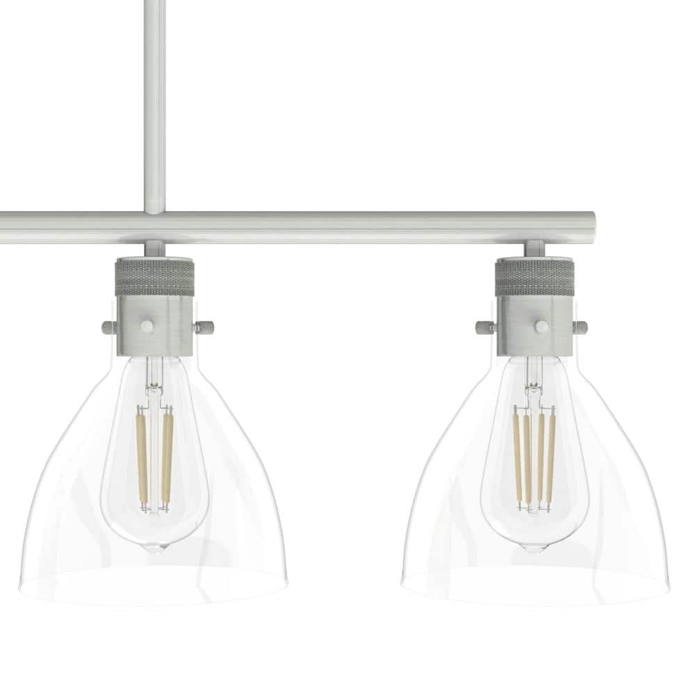 Hunter Van Nuys 4-Light Brushed Nickel Island Linear Chandelier for Kitchen Island with No Bulbs Included