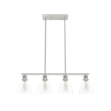 Hunter Van Nuys 4-Light Brushed Nickel Island Linear Chandelier for Kitchen Island with No Bulbs Included