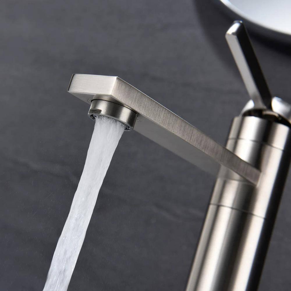 Lukvuzo Brushed Nickel Single Handle Bathroom Sink Faucet