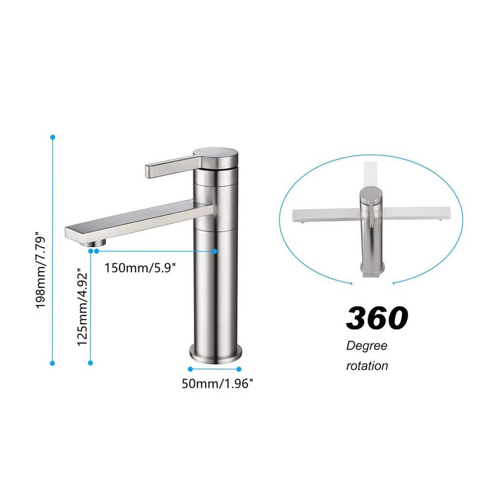 Lukvuzo Brushed Nickel Single Handle Bathroom Sink Faucet