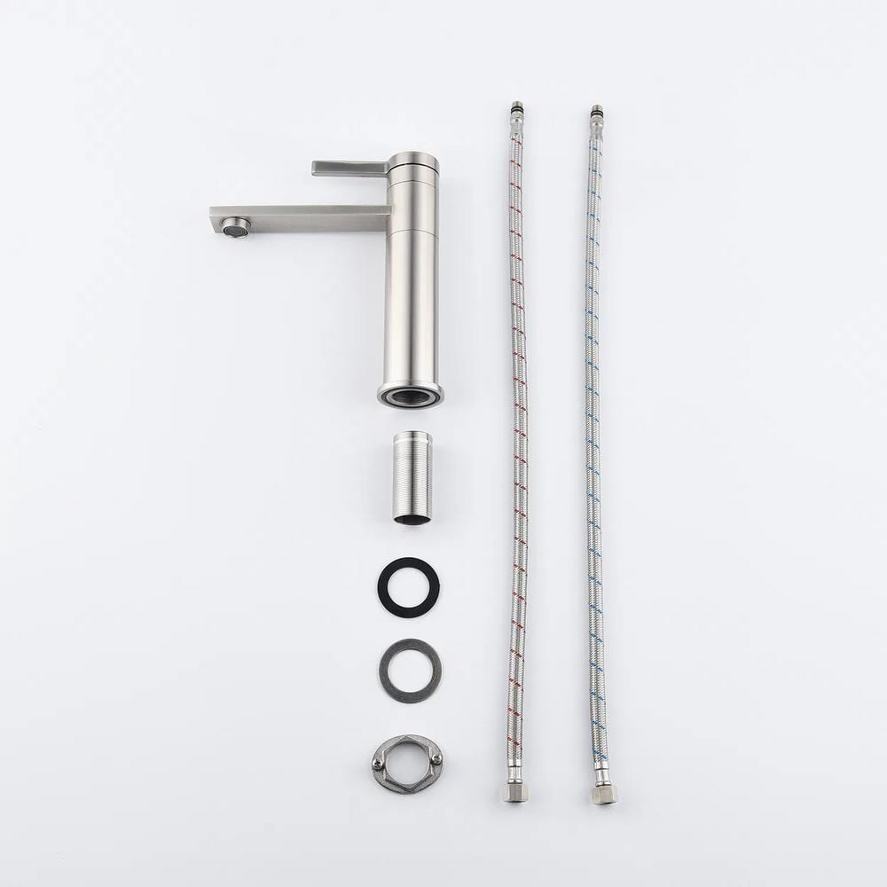 Lukvuzo Brushed Nickel Single Handle Bathroom Sink Faucet