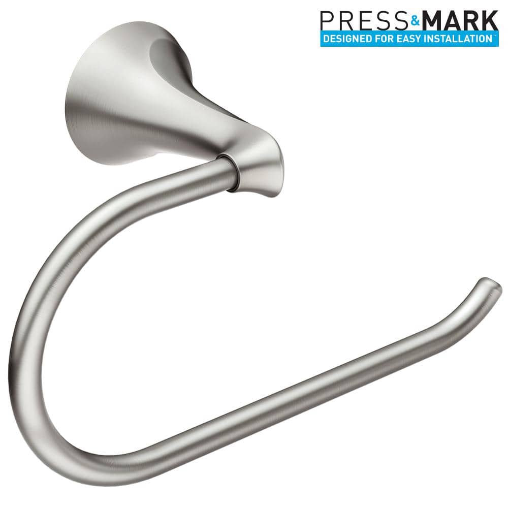 Moen Darcy 4-Piece Press & Mark Bath Hardware Set with 24 in. Towel Bar, Towel Ring, Pivoting Paper Holder and Robe Hook in Brushed Nickel