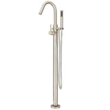 Pfister Modern Brushed Nickel Single-Handle Freestanding Tub Filler with Hand Shower, LG6-1MFK