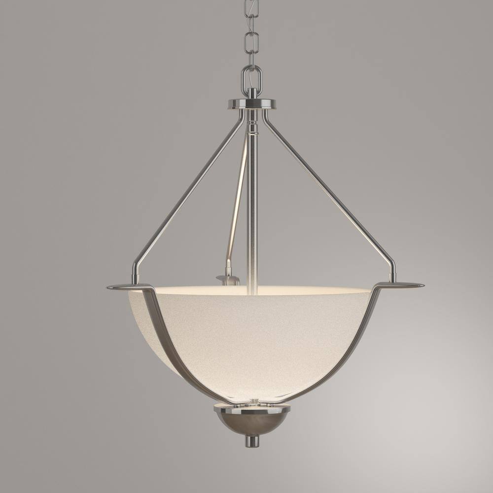 Progress Lighting Bravo Collection 3-Light Brushed Nickel Foyer Pendant with Etched Glass