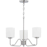 Progress Lighting Tobin Collection 3-Light Brushed Nickel Etched White Glass Modern Chandelier Light