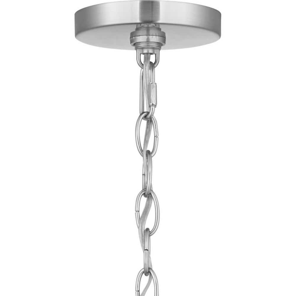 Progress Lighting Berea 4-Light Brushed Nickel Chandelier with Clear Seeded Glass Shades