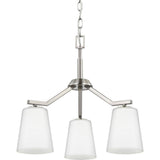 Progress Lighting Vertex Collection 3-Light Brushed Nickel Etched White Contemporary Convertible Chandelier