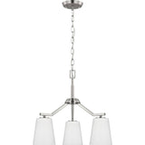 Progress Lighting Vertex Collection 3-Light Brushed Nickel Etched White Contemporary Convertible Chandelier