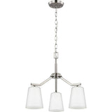 Progress Lighting Vertex Collection 3-Light Brushed Nickel Etched White Contemporary Convertible Chandelier