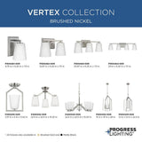 Progress Lighting Vertex Collection 3-Light Brushed Nickel Etched White Contemporary Convertible Chandelier