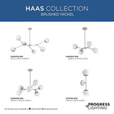 Progress Lighting Haas 50 in. 6-Light Brushed Nickel Modern Organic Chandelier with Opal Glass Shades