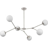 Progress Lighting Haas 50 in. 6-Light Brushed Nickel Modern Organic Chandelier with Opal Glass Shades