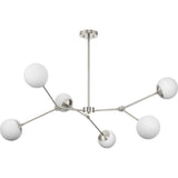 Progress Lighting Haas 50 in. 6-Light Brushed Nickel Modern Organic Chandelier with Opal Glass Shades