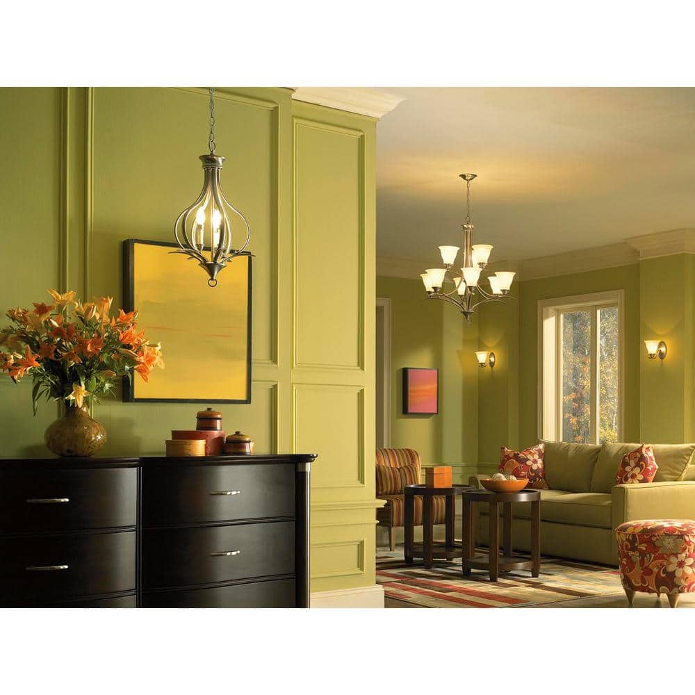 Progress Lighting Trinity Collection 9-Light Brushed Nickel Etched Glass Traditional Chandelier Light