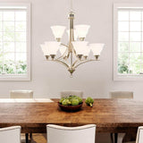 Progress Lighting Trinity Collection 9-Light Brushed Nickel Etched Glass Traditional Chandelier Light