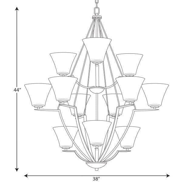 Progress Lighting Bravo Collection 12-Light Brushed Nickel Etched Glass Modern Chandelier Light
