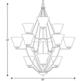 Progress Lighting Bravo Collection 12-Light Brushed Nickel Etched Glass Modern Chandelier Light