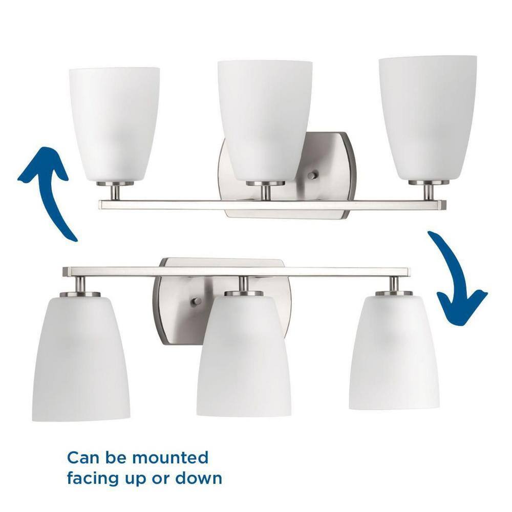 Progress Lighting Leap Collection 3-Light Brushed Nickel Bath Vanity Light, 22.875 in.
