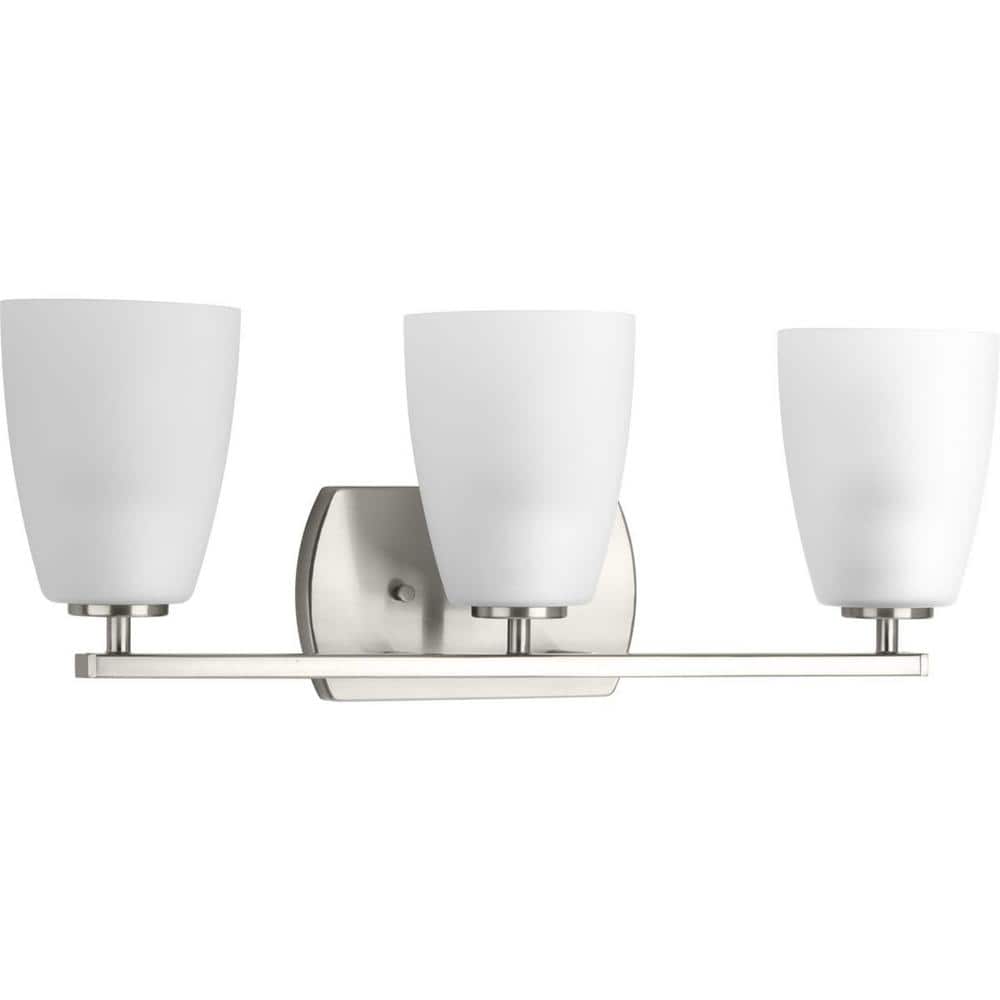 Progress Lighting Leap Collection 3-Light Brushed Nickel Bath Vanity Light, 22.875 in.
