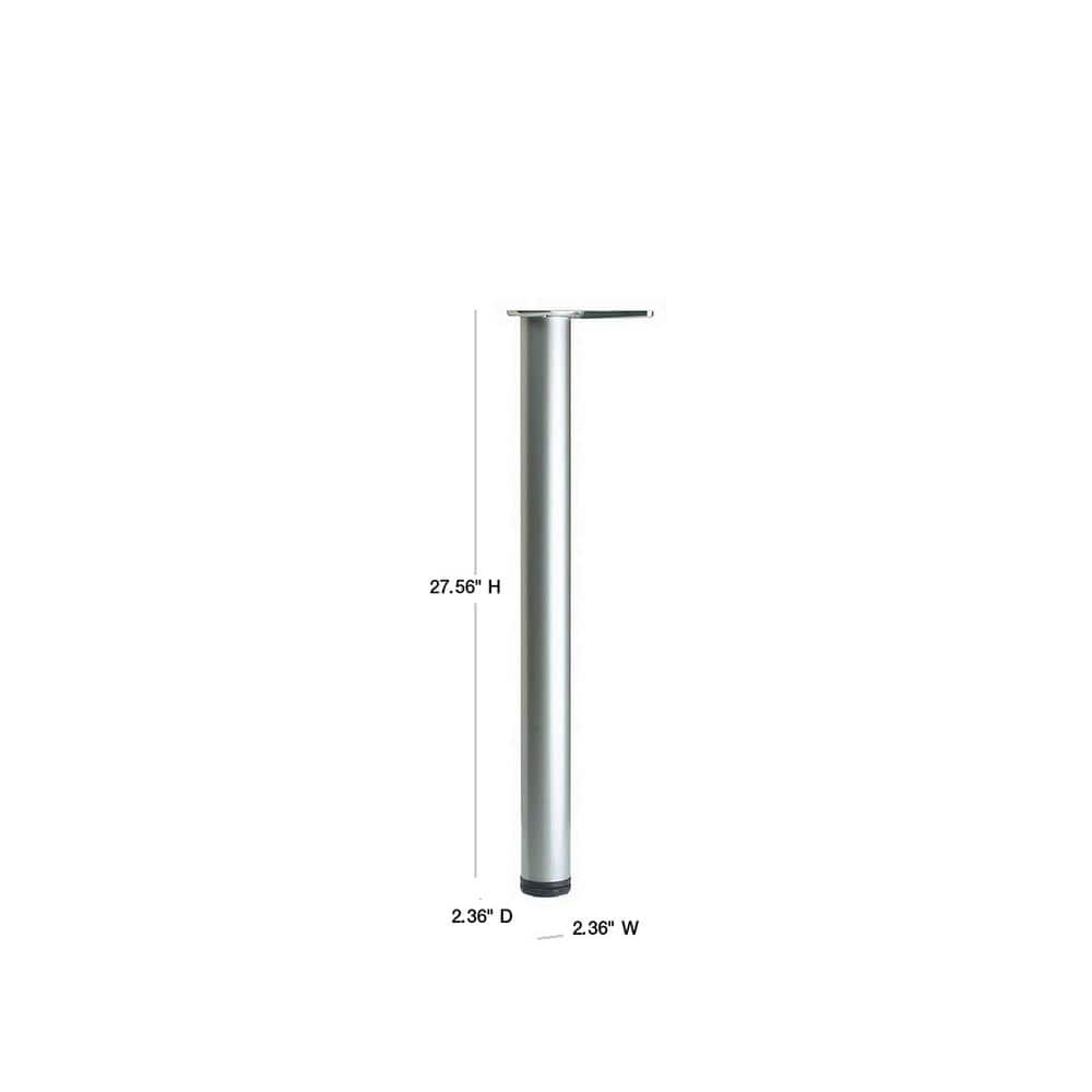 Richelieu 27-1/2 in. Brushed Nickel Metal Round Adjustable Table Legs with Leveling Glides (4-Pack)