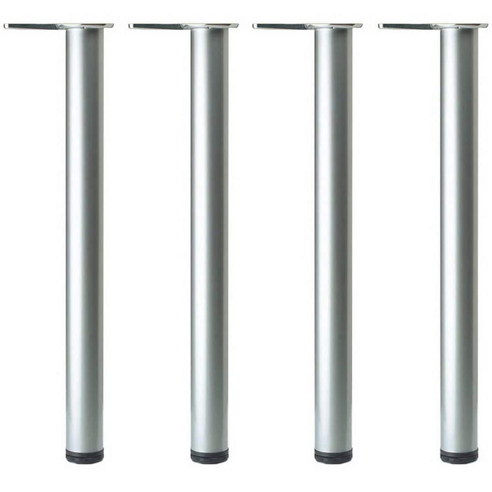 Richelieu 27-1/2 in. Brushed Nickel Metal Round Adjustable Table Legs with Leveling Glides (4-Pack)