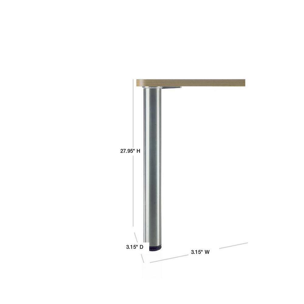 Richelieu 28 in. Brushed Nickel Metal Round Adjustable Table Leg with Leveling Glide