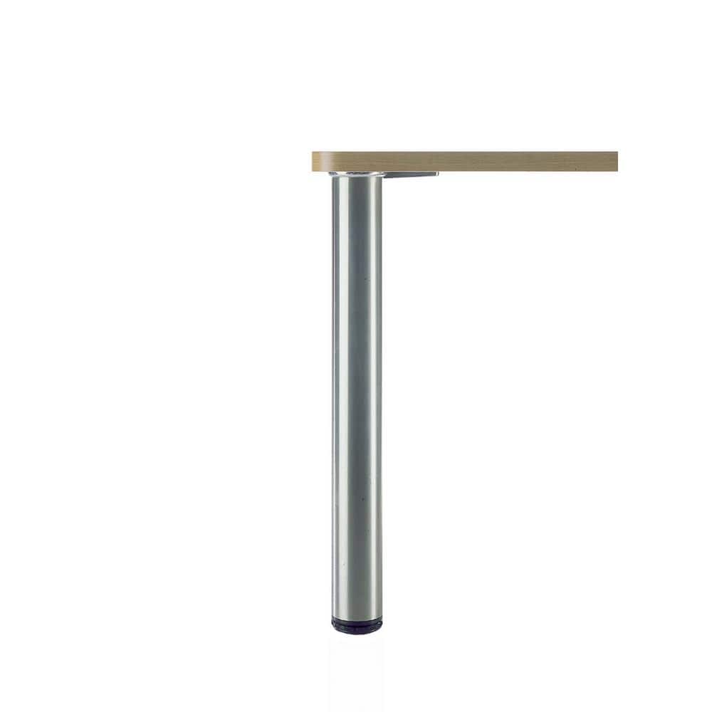 Richelieu 28 in. Brushed Nickel Metal Round Adjustable Table Leg with Leveling Glide