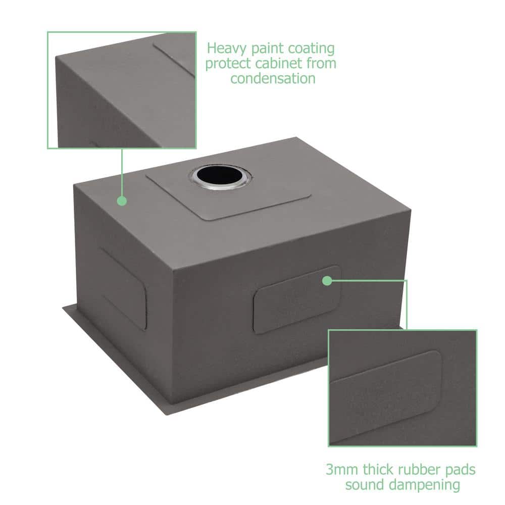 Sarlai 16.98 Gal. Brushed Nickel Undermount Laundry Sink with Bottom Grid