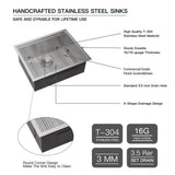 Sarlai 16 -Gauge Stainless Steel 23 in. Single Bowl Undermount Workstation Kitchen Sink Laundry Sink with All Accessories