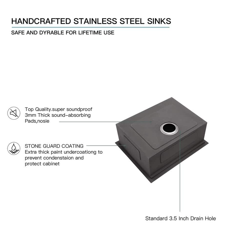 Sarlai 16 -Gauge Stainless Steel 23 in. Single Bowl Undermount Workstation Kitchen Sink Laundry Sink with All Accessories